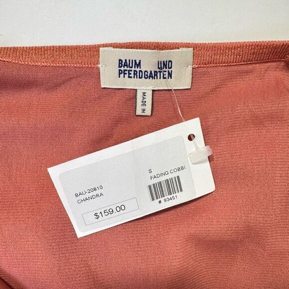 NWT Baum Und Pferdgarten Sleeveless V-Neck Knitted Chandra Top Peach Lurex Small - Picture 7 of 8